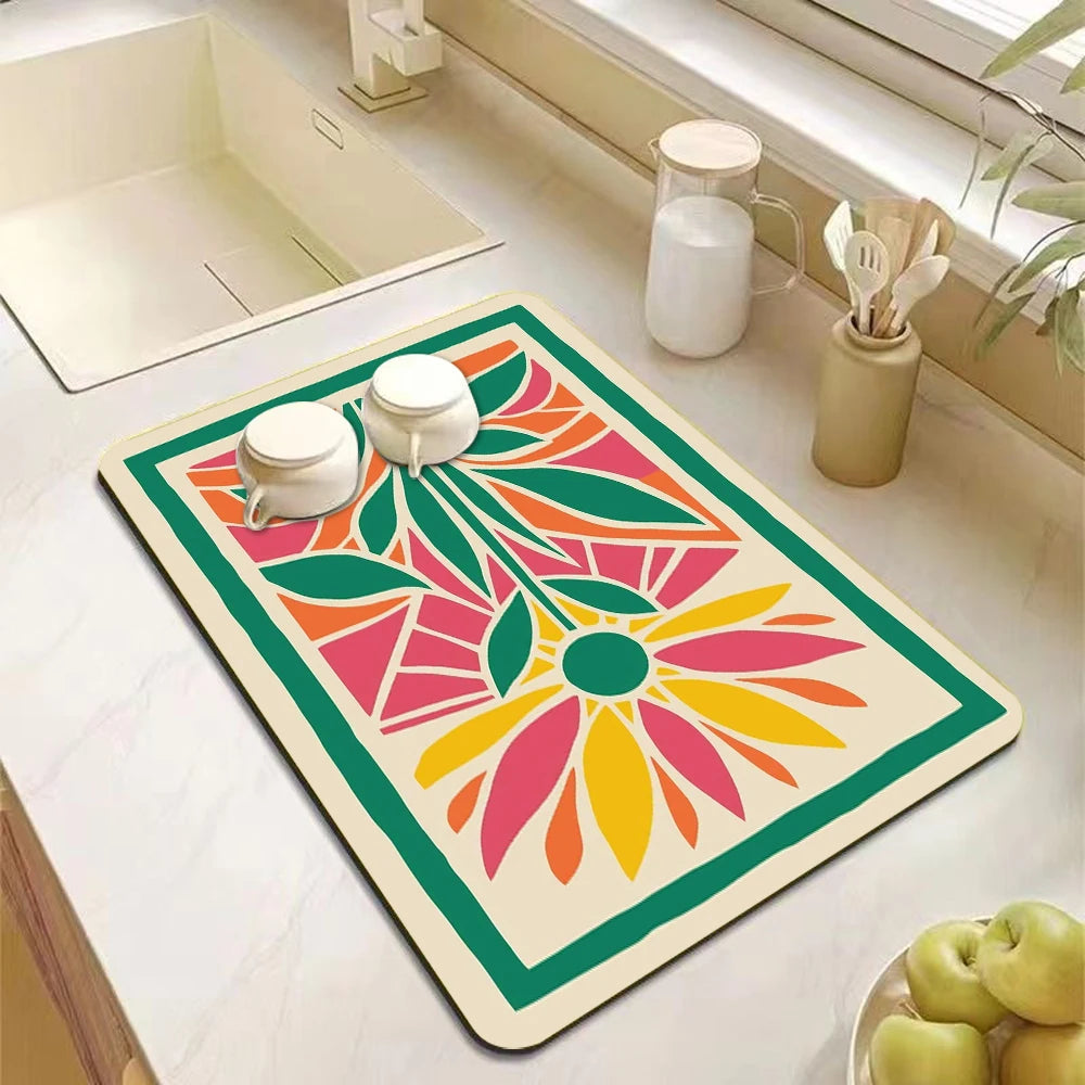 Kitchen Accessories Absorbent Kitchen Dish Drying Mat Coffee Machine Tableware Drain Mat Kitchen Drain Pad Tableware Mat Coaster