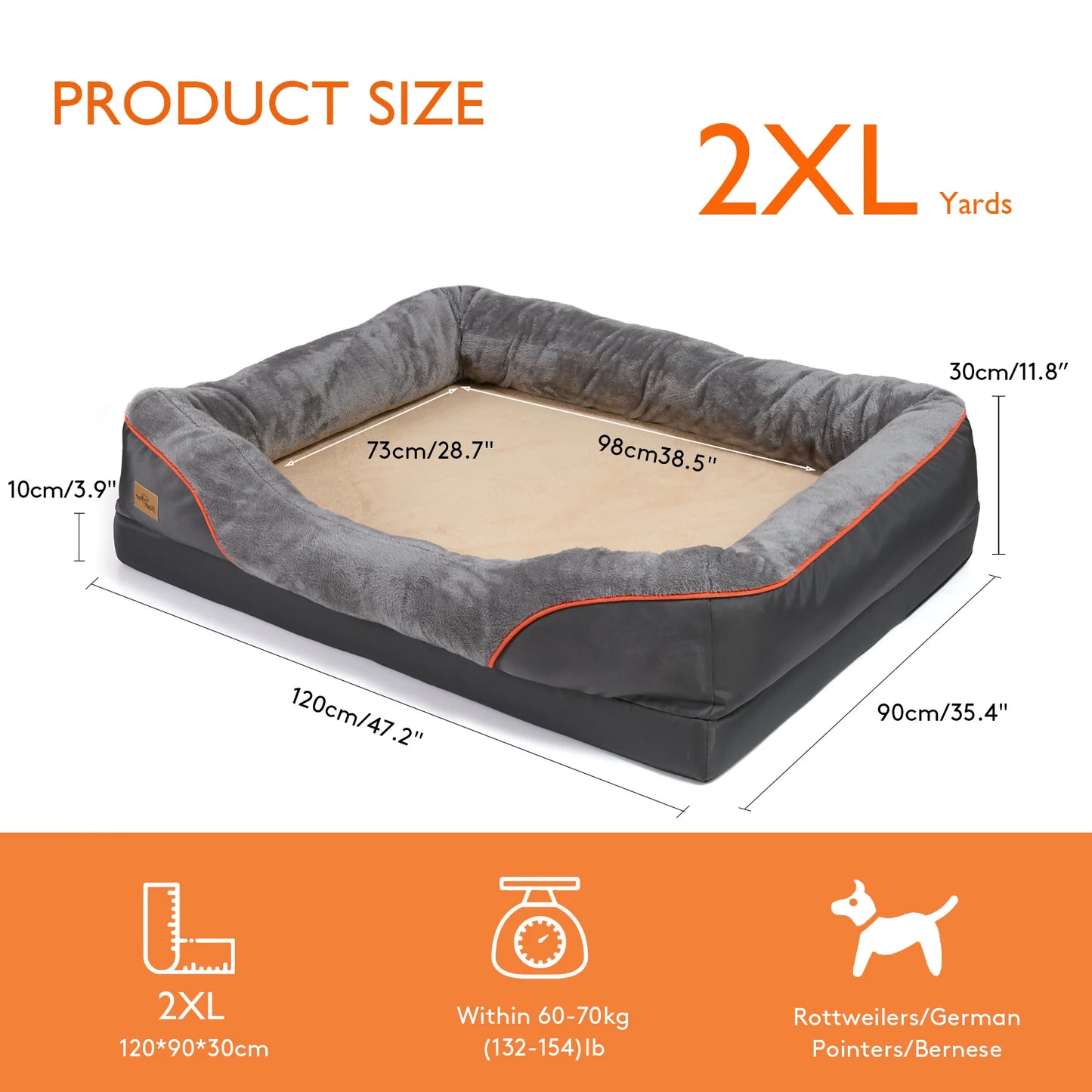 BINGOPAW Dog Bed Anti Allergy Warm Fleece Removable Cover