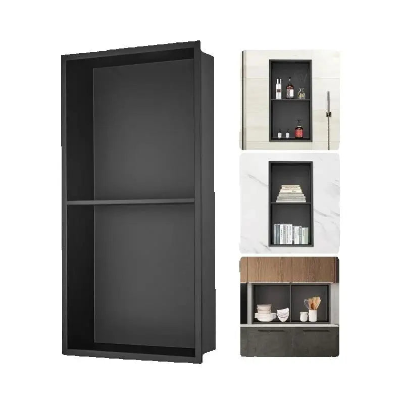 SucceBuy No Tile Stainless Steel Shower Niche With Double Shelves