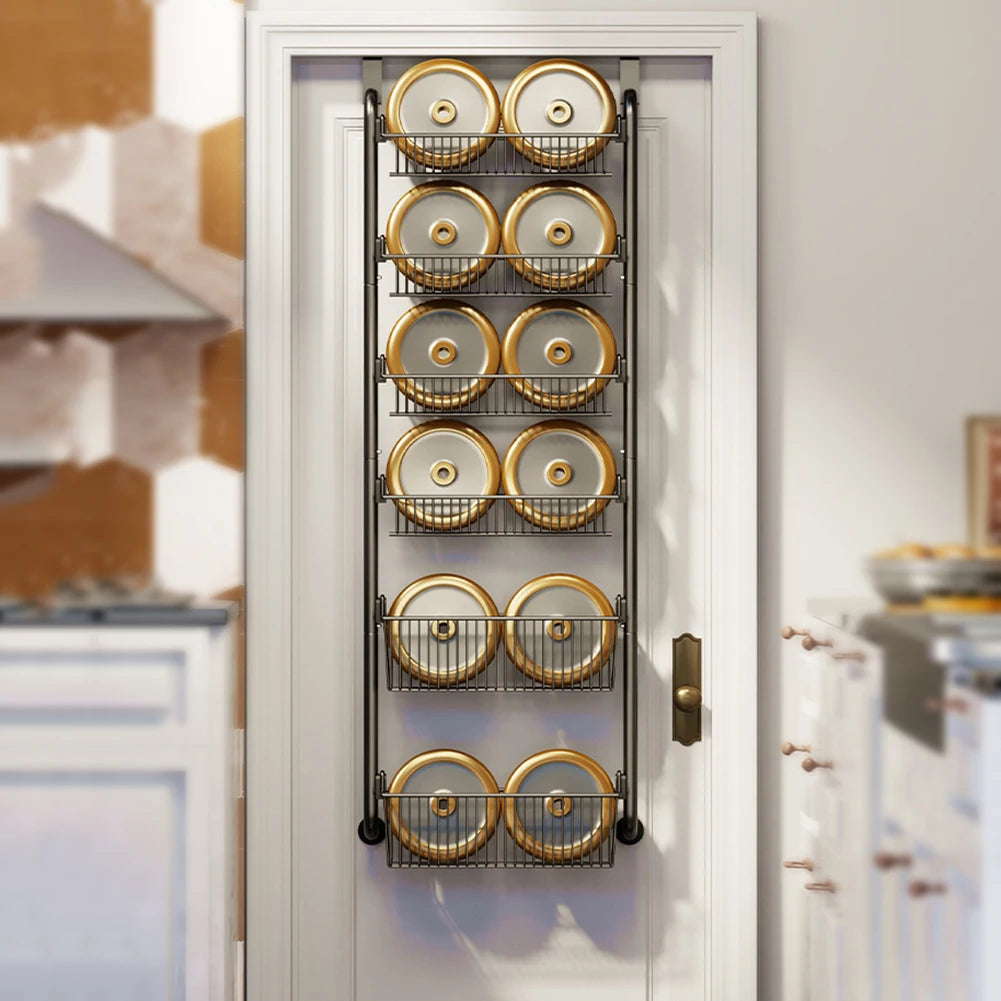 Over The Door Organizer, Metal Behind Door Hanging Storage Organizer Shelf With Adjustable Basket, Organizer For Kitchen