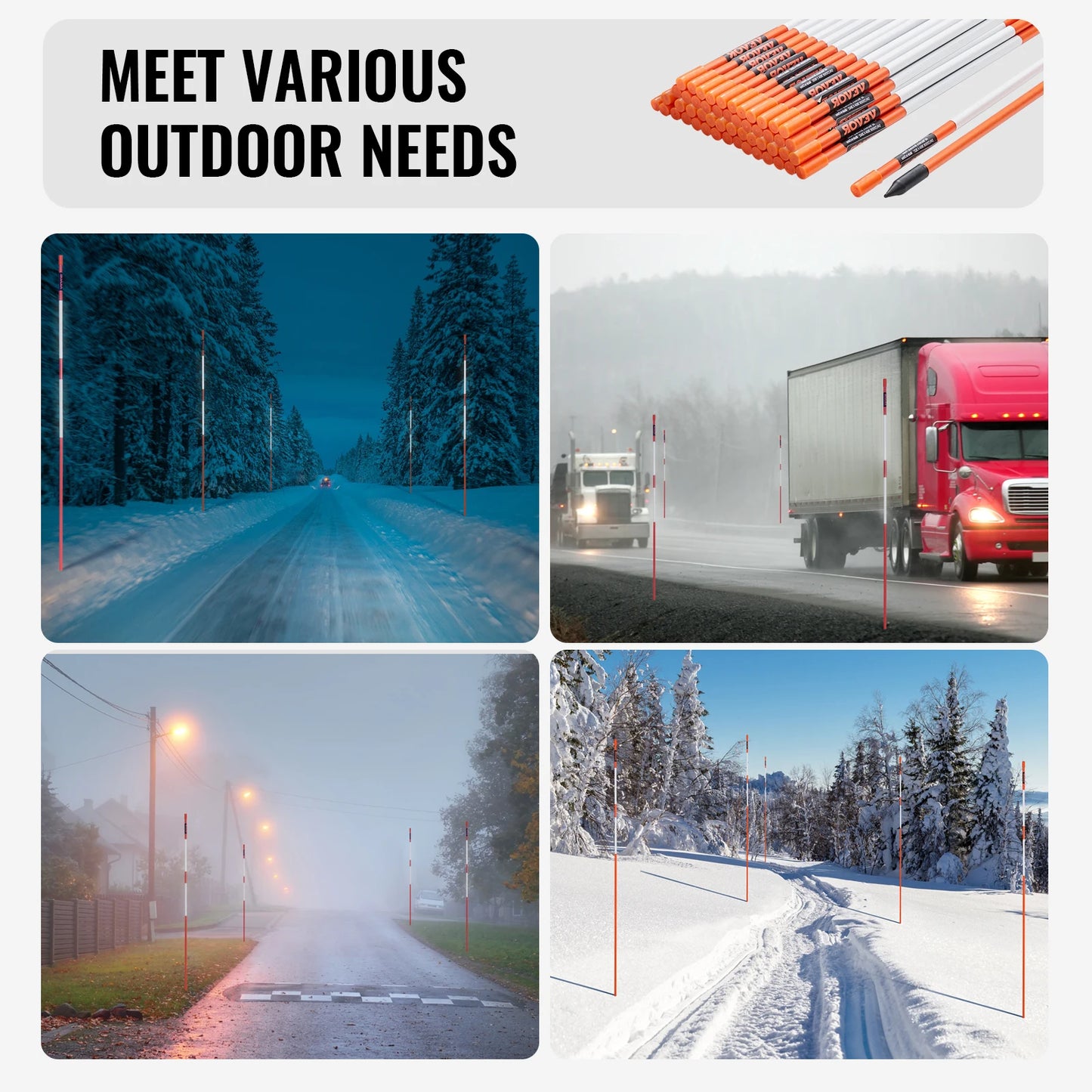 Driveway Markers Fiberglass Poles For Parking Lots And Walkways