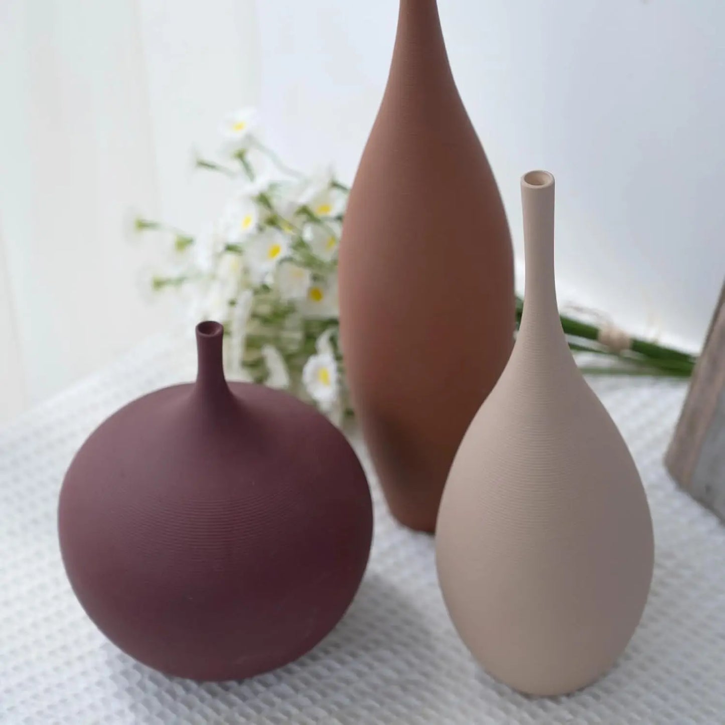 Set Of 3 Modern Ceramic Vases For Farmhouse Centerpieces