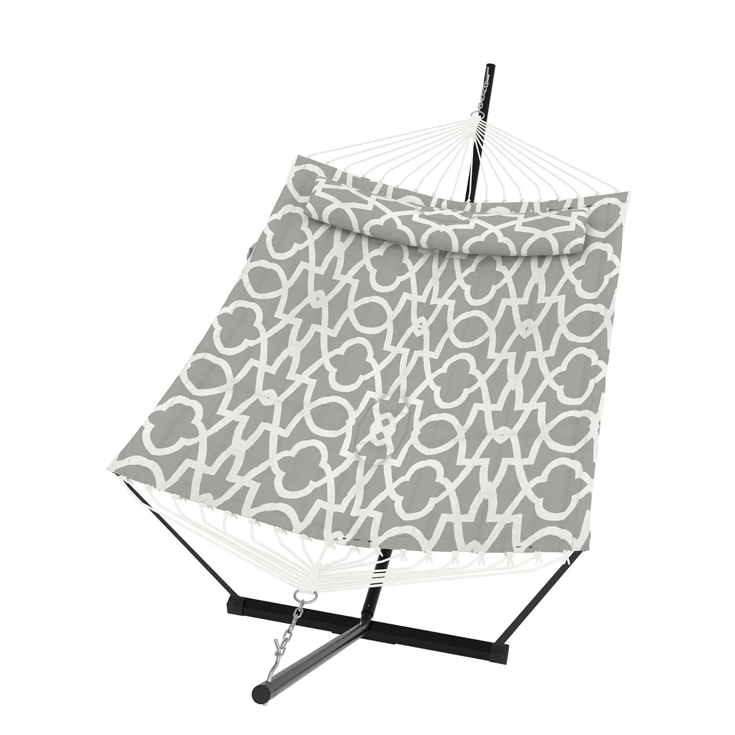 Double Outdoor Hammock For Two With Cushion And Foldable Steel Stand – Portable Heavy Duty For Garden, Patio, Beach, Backyard