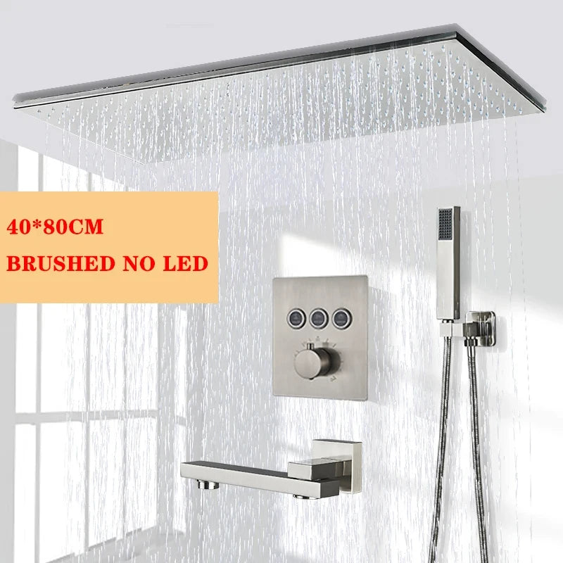 Wanmivezlo Brass LED Rainfall Shower Head Bathroom Accessory
