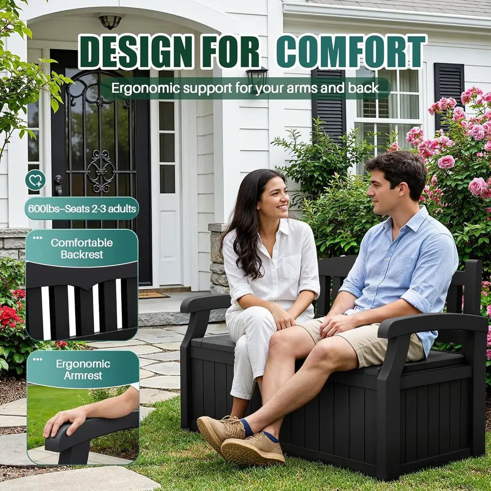 LISM Storage Bench Deck Box Lockable Outdoor Furniture Garden