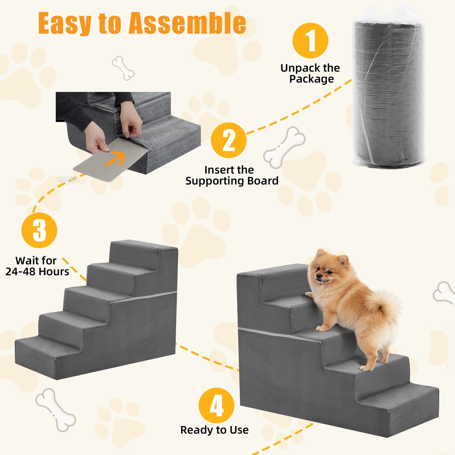 Right Angled Foam Dog Stairs For Small Dogs Indoor Ramp