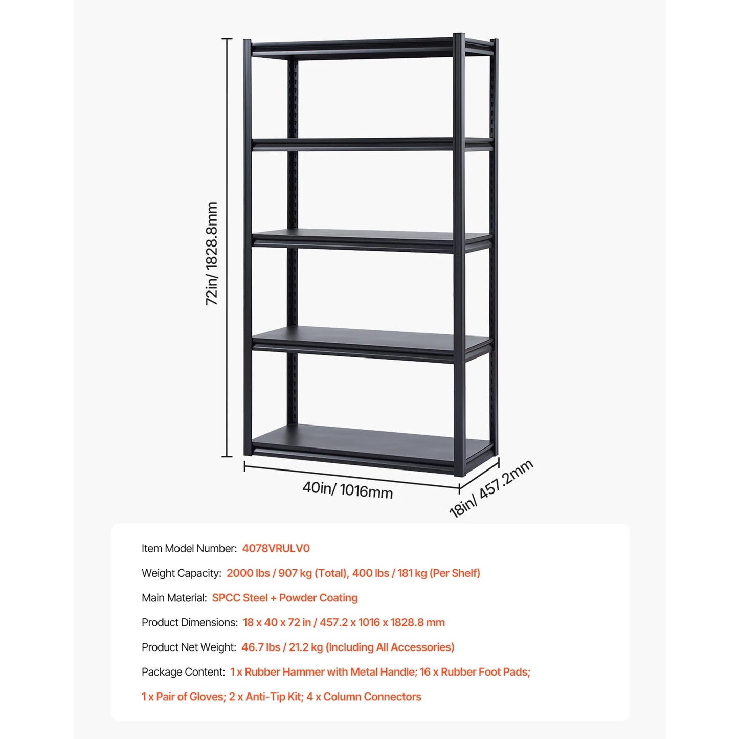SucceBuy 5-Tier Garage Storage Shelves 2000 Lb Capacity