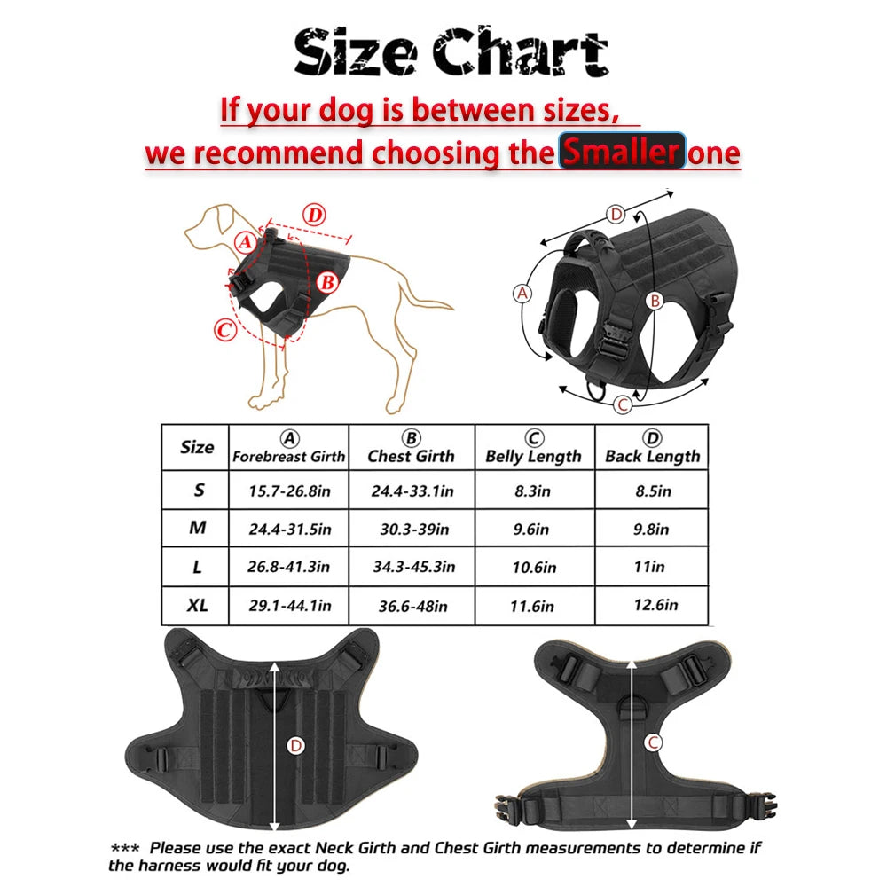 PETRAVEL Military Dog Harness Vest Set With Leash Patches