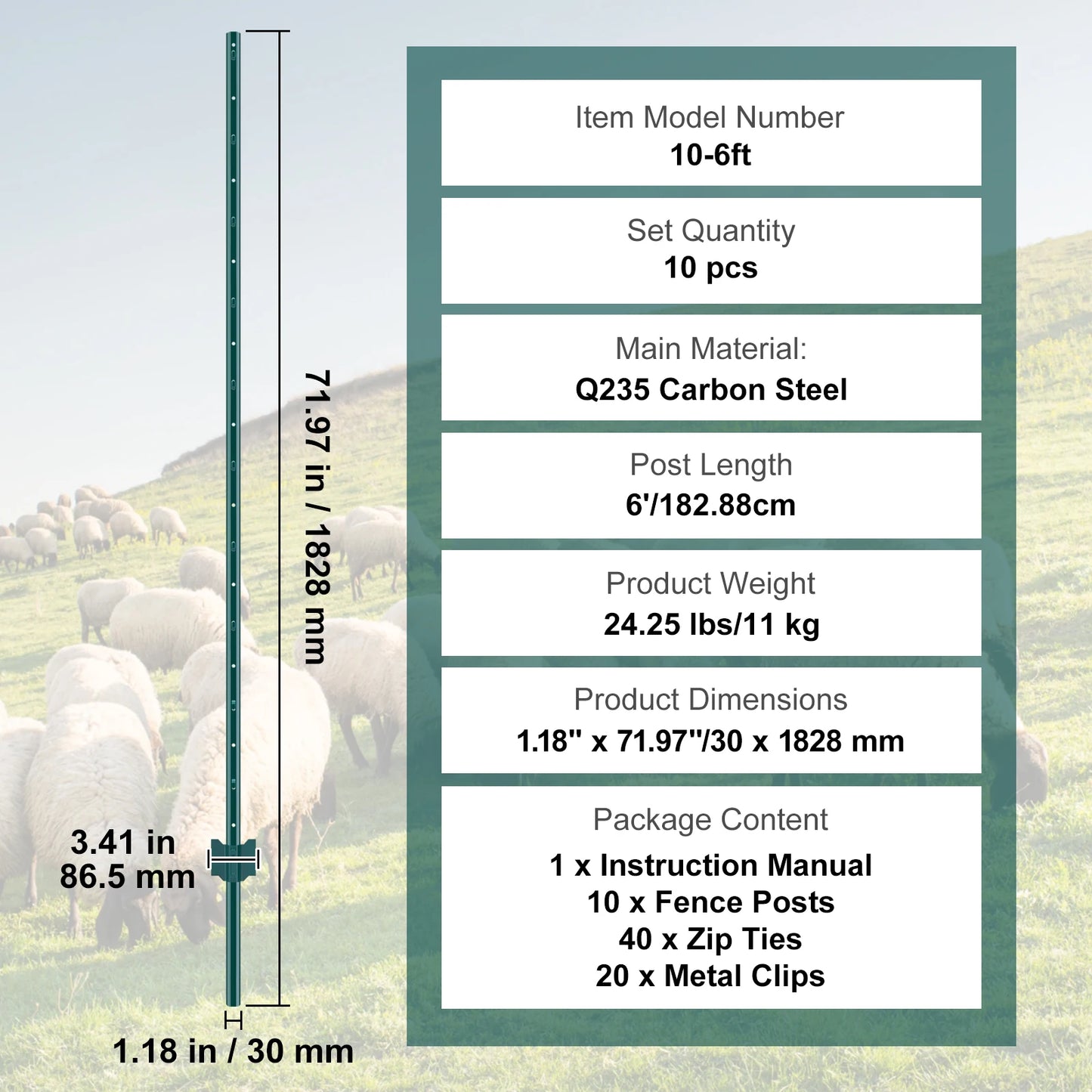 SucceBuy Heavy Duty T-Post Fence Post For Garden And Farm