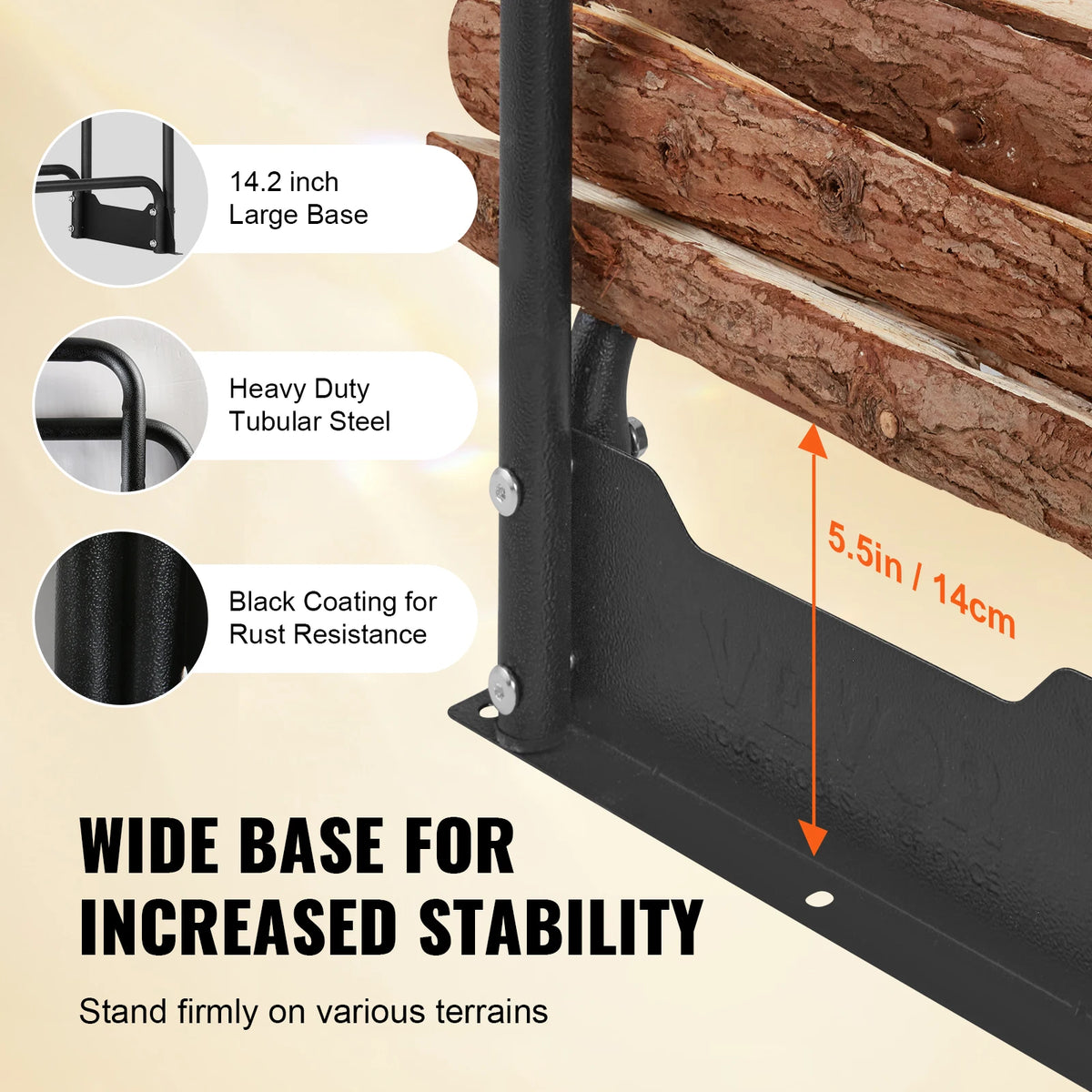 SucceBuy Outdoor Firewood Rack With Heavy Duty Cover