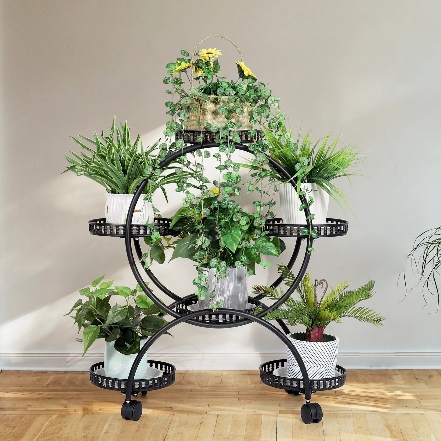 BINGOPAW Metal Plant Stand Multi-Layer With Wheels