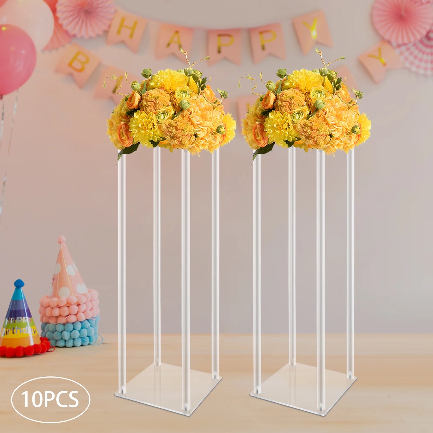 Acrylic Vase Wedding Centerpieces Set 10Pcs Clear Free Standing Stands