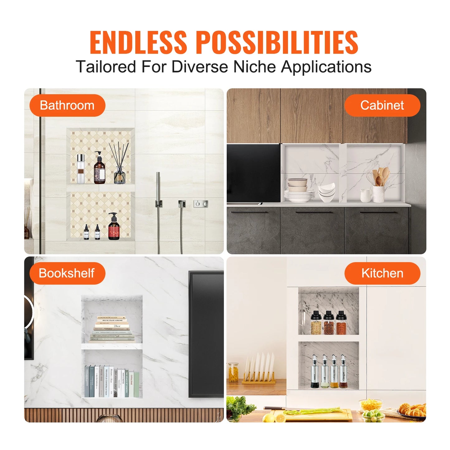 Shower Niche Organizer Dual Tier Recessed Shelf Tile Ready