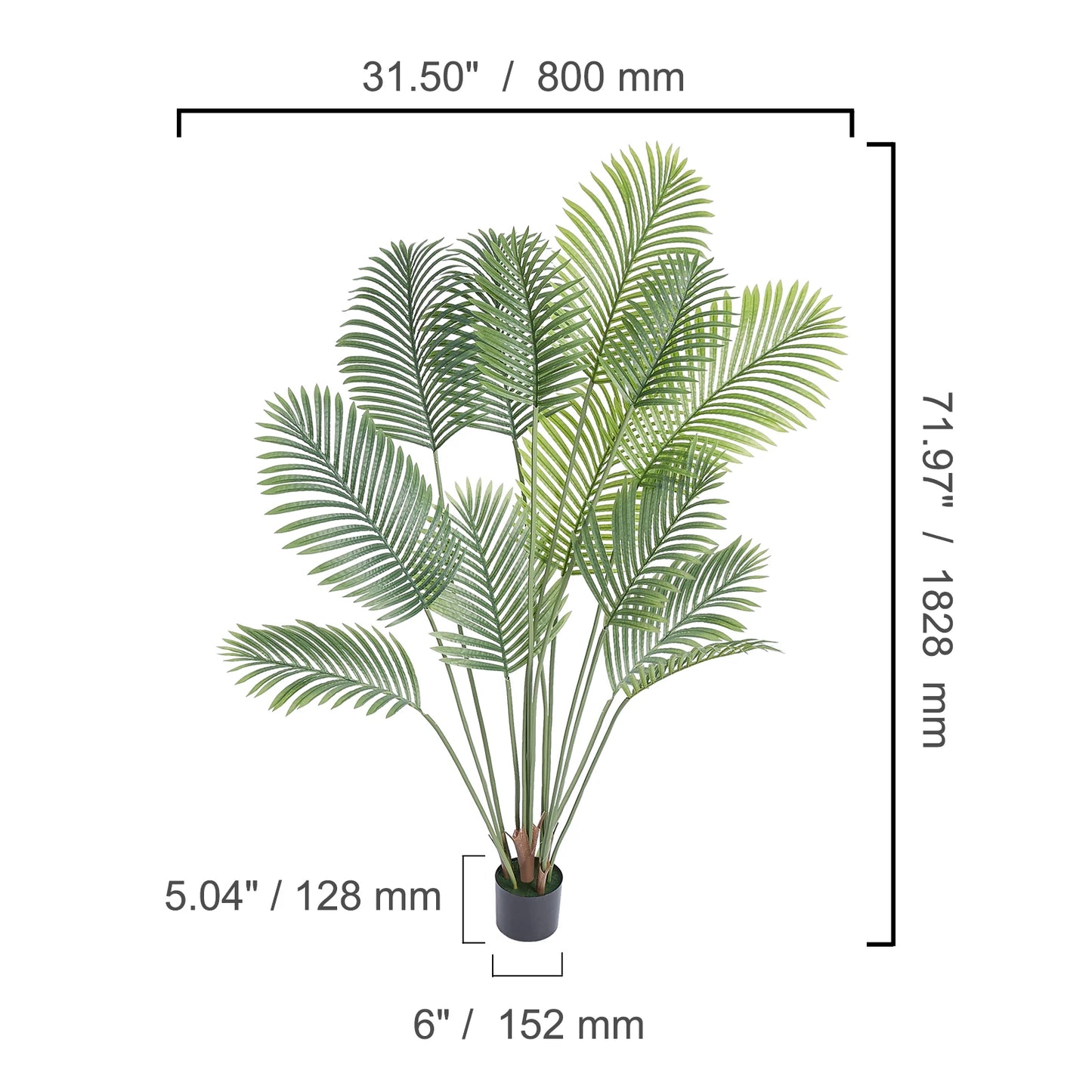 Artificial Palm Tree With Anti Tip Protection And PE Material