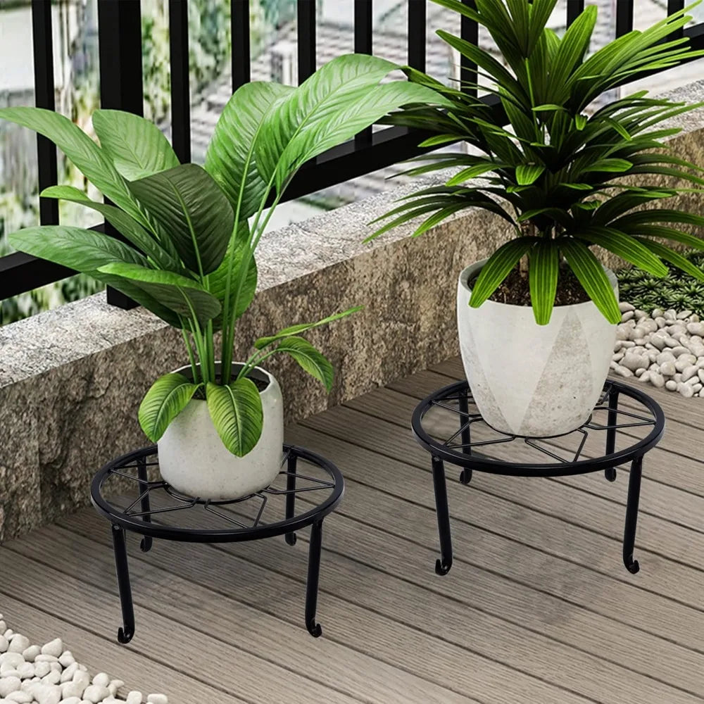 NBVCX 4 Pack Heavy Duty Iron Plant Stands Indoor Outdoor Rustproof Round Display