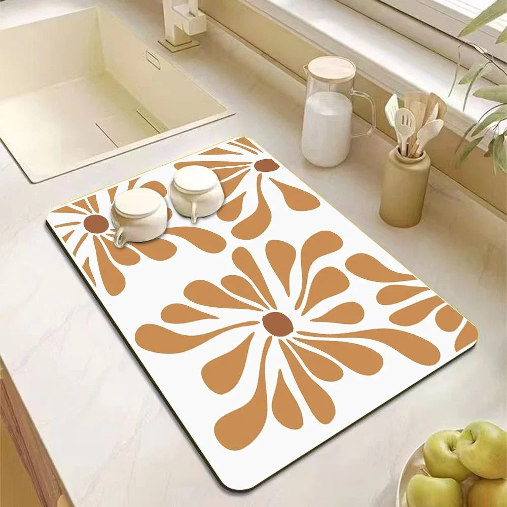 Kitchen Accessories Absorbent Kitchen Dish Drying Mat Coffee Machine Tableware Drain Mat Kitchen Drain Pad Tableware Mat Coaster
