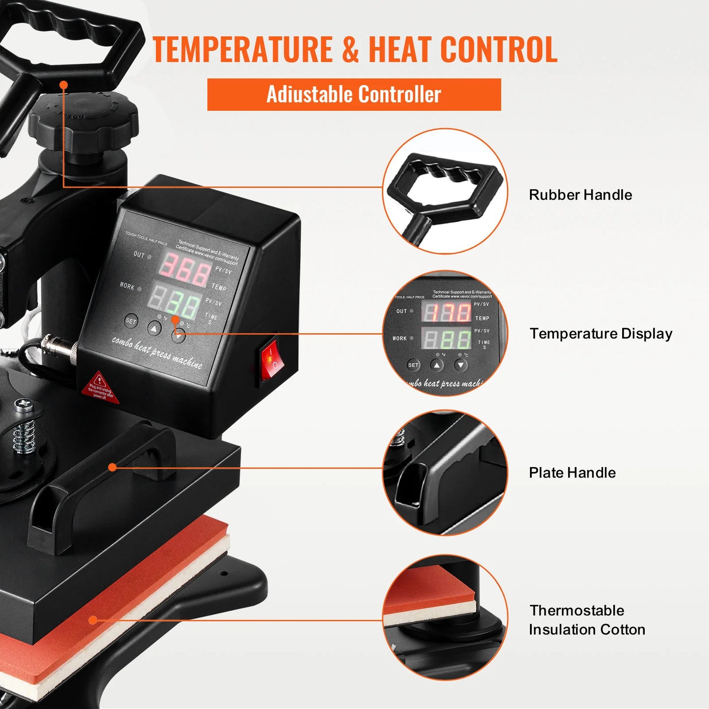 SucceBuy Dual Heat Press Machine 650W Swing Away 360 Rotation