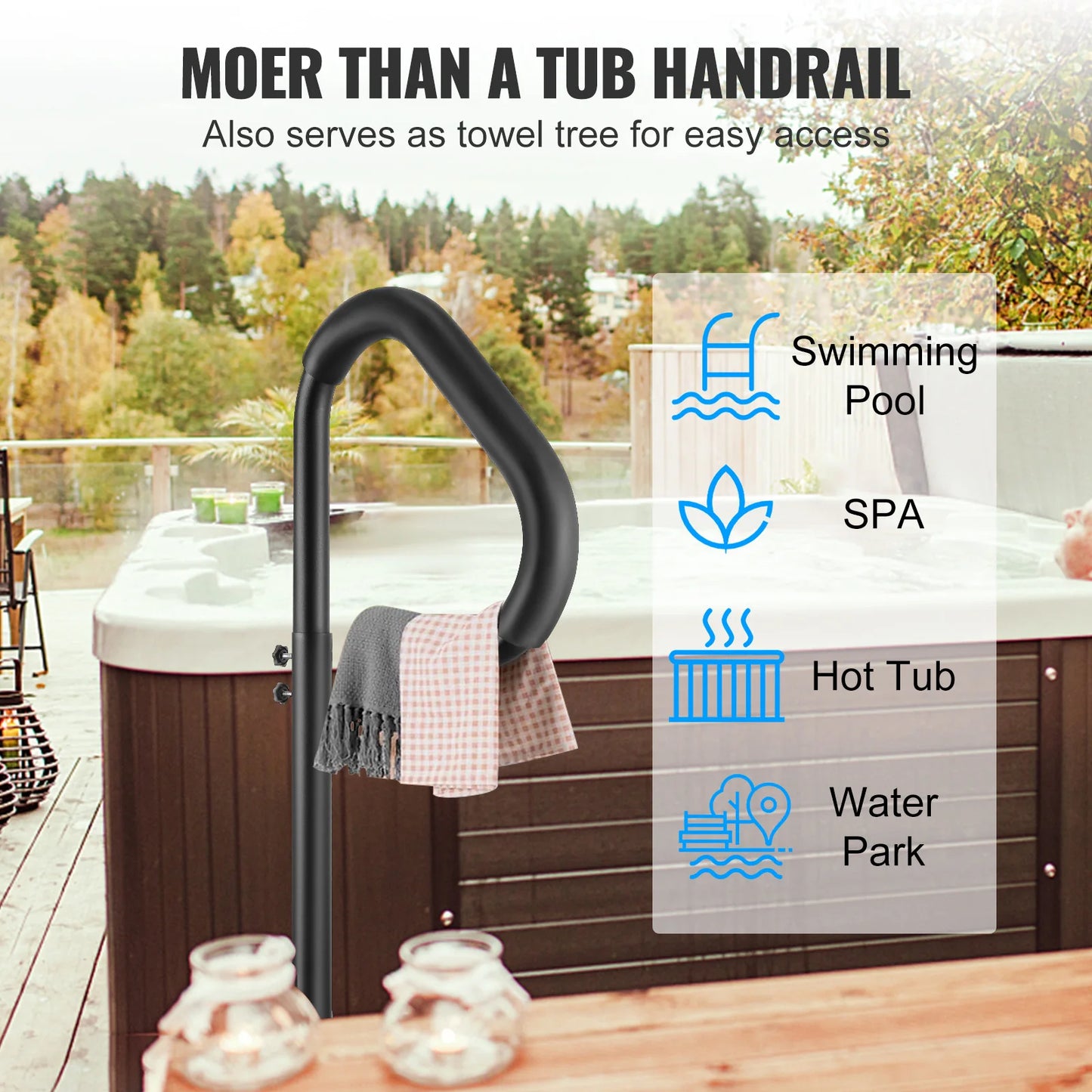 360 Rotatable Spa Hand Rail With Slide Under Mount
