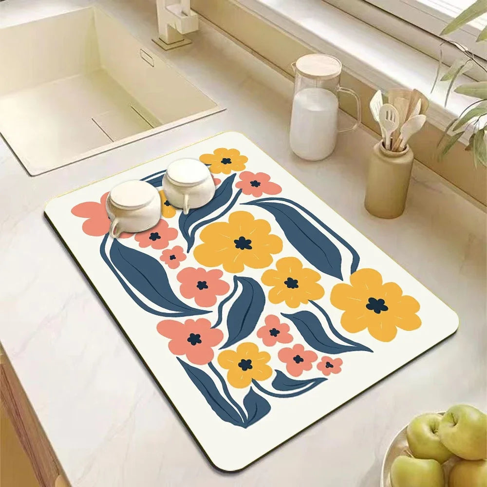 Kitchen Accessories Absorbent Kitchen Dish Drying Mat Coffee Machine Tableware Drain Mat Kitchen Drain Pad Tableware Mat Coaster