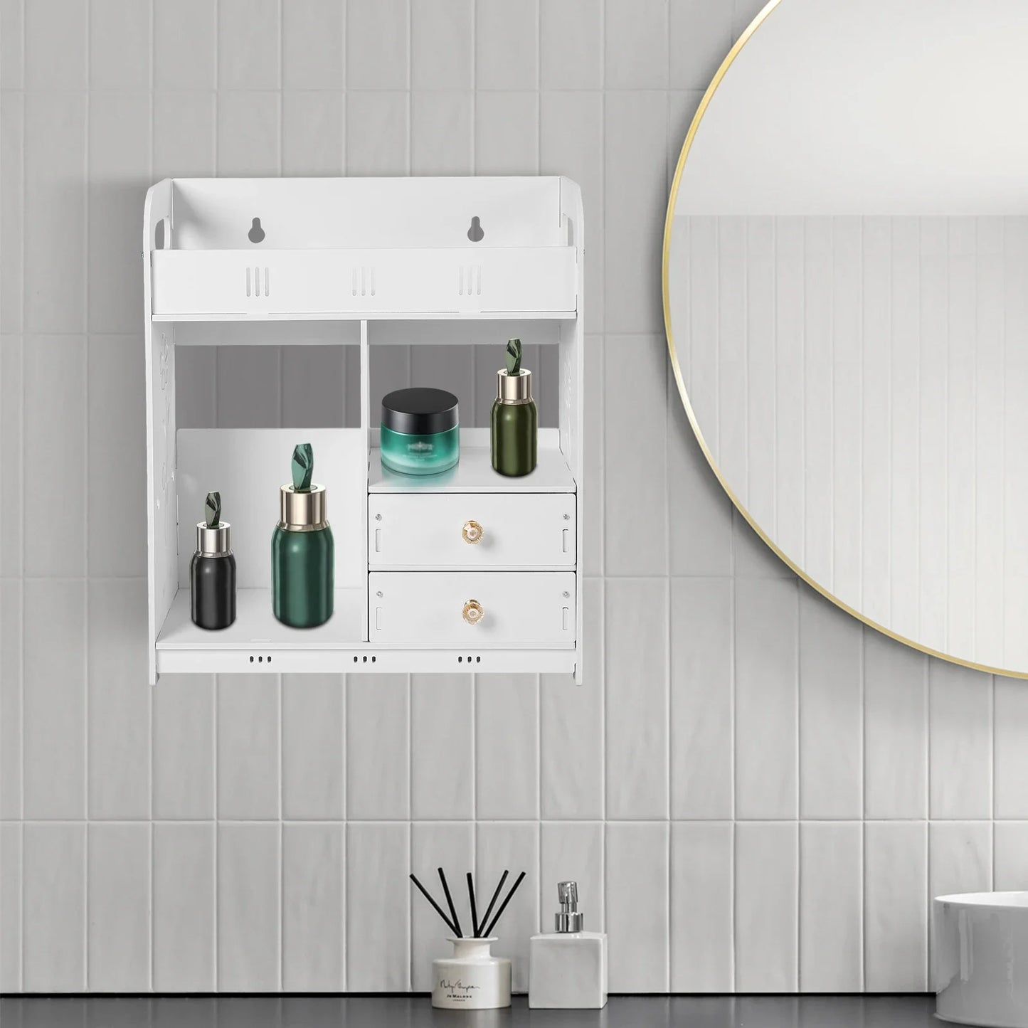 Bathroom Wall Cabinet With Two Drawers Wall Mounted Storage