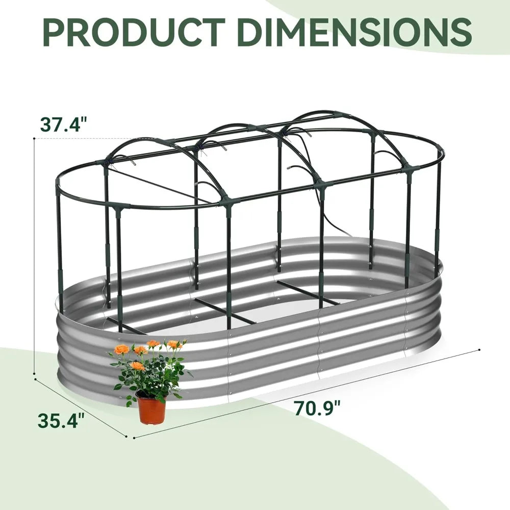 Self-Watering Galvanized Raised Garden Bed With Mesh Cover
